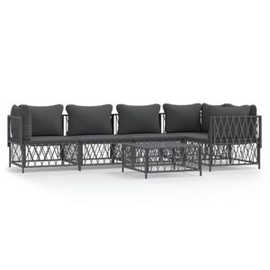vidaXL 6 Piece Garden Lounge Set with Cushions Anthracite Steel