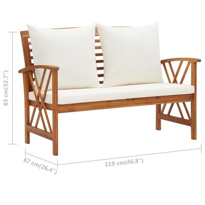 vidaXL Garden Bench with Cushions 119 cm Solid Acacia Wood