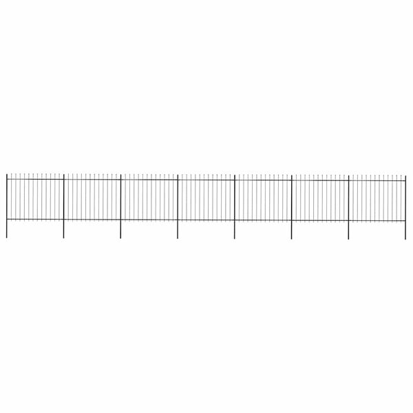vidaXL Garden Fence with Spear Top Steel 1248x150 cm Black
