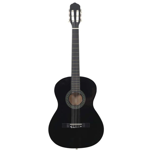 vidaXL Classical Guitar for Beginner Black 4/4 39" Basswood