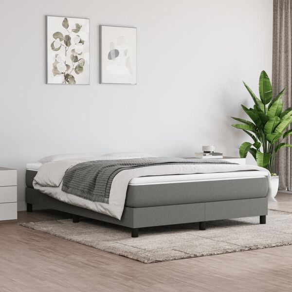 vidaXL Bed Frame without Mattress Dark Grey Queen Fabric