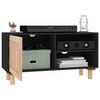 vidaXL TV Cabinet Black 80x30x40 cm Solid Wood Pine and Natural Rattan