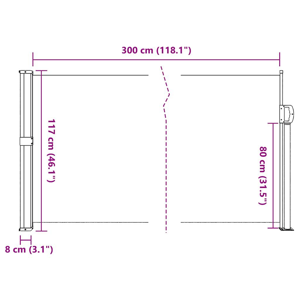 vidaXL Retractable Side Awning Cream 117x300 cm