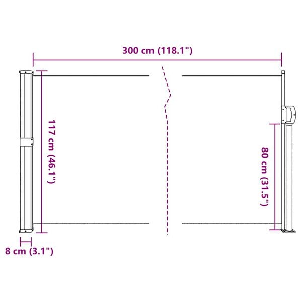 vidaXL Retractable Side Awning Cream 117x300 cm