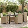 vidaXL Garden Dining Set 5 pcs Beige Poly Rattan