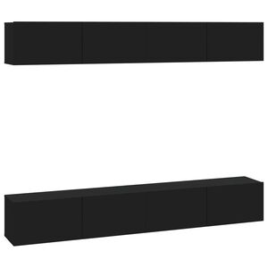 vidaXL Wall TV Cabinets 4 pcs Black 100x30x30 cm