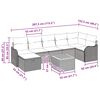 vidaXL Garden Sofa Set with Cushion 8 pcs Grey Poly Rattan