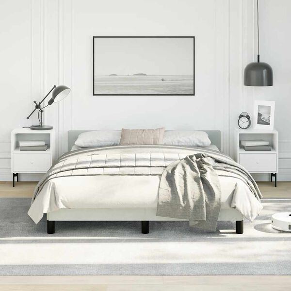 vidaXL Bed Frame without Mattress Light Grey Double Velvet