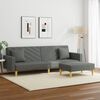 vidaXL 2-Seater Sofa Bed with Pillows and Footstool Dark Grey Fabric