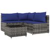 vidaXL 4 Piece Garden Lounge Set with Cushions Grey Poly Rattan