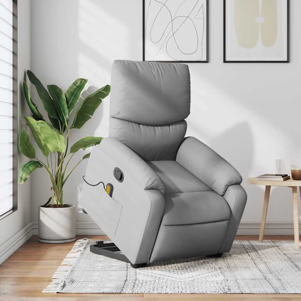vidaXL Stand up Massage Recliner Chair Light Grey Fabric
