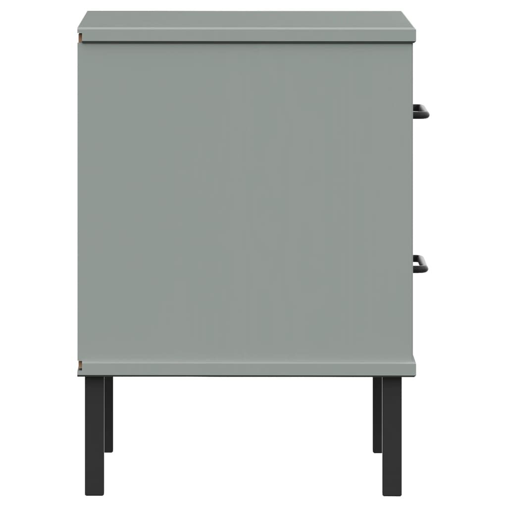 vidaXL Bedside Cabinet with Metal Legs Grey Solid Wood Pine OSLO