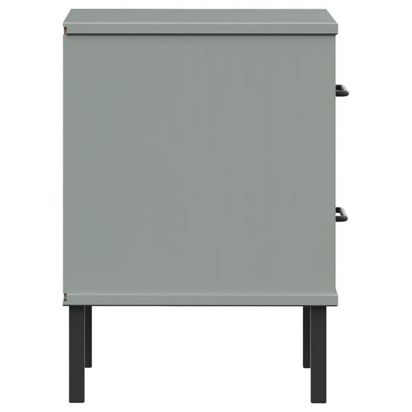 vidaXL Bedside Cabinet with Metal Legs Grey Solid Wood Pine OSLO