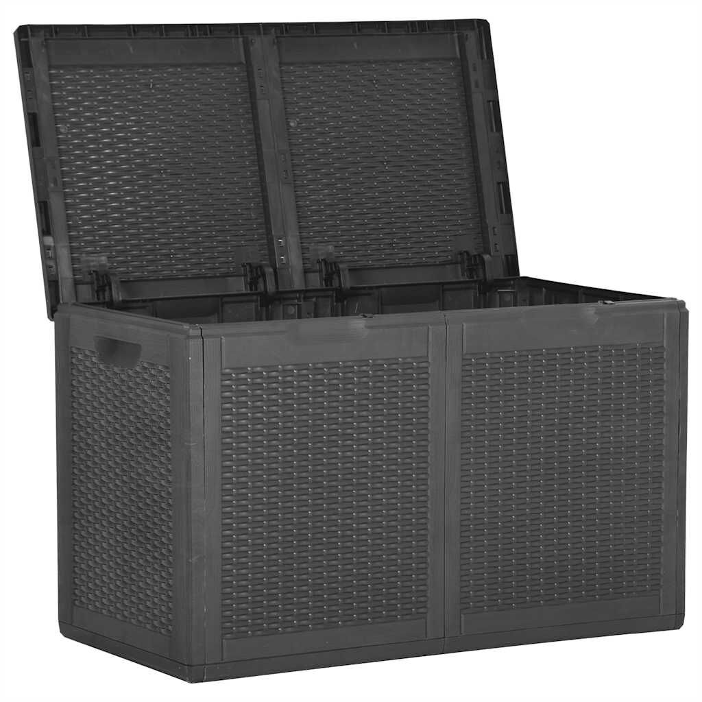 vidaXL Garden Storage Box 180L Black PP Rattan