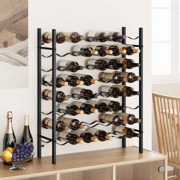 vidaXL Wine Rack for 48 Bottles Black Metal