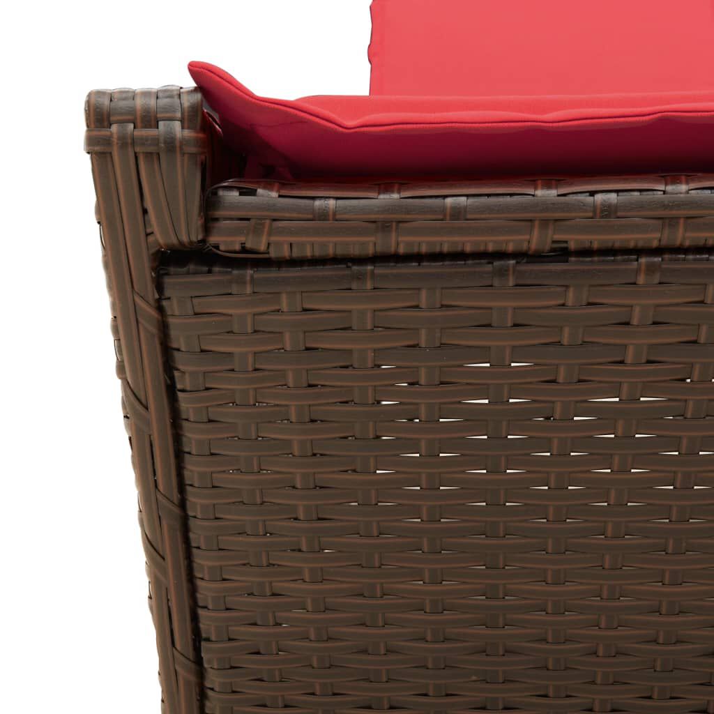 vidaXL Double Sun Lounger with Cushions Brown Poly Rattan