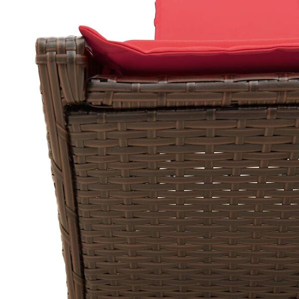 vidaXL Double Sun Lounger with Cushions Brown Poly Rattan