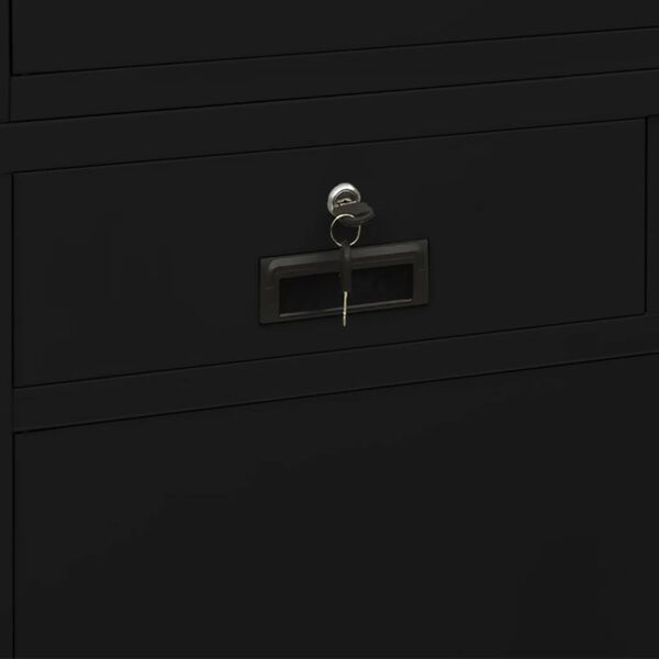 vidaXL Office Cabinet Black 90x40x180 cm Steel and Tempered Glass