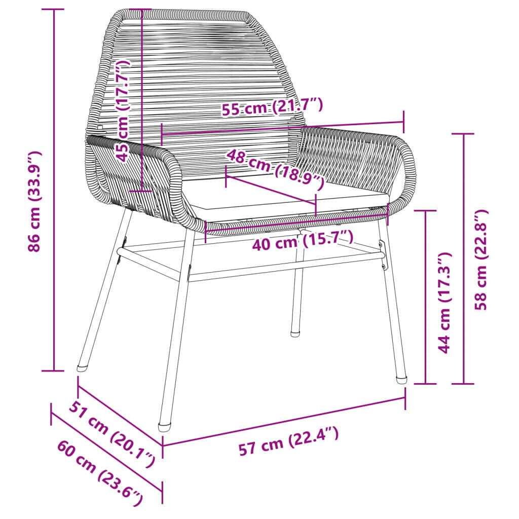 vidaXL Garden Chairs 2 pcs with Cushions Grey Poly Rattan