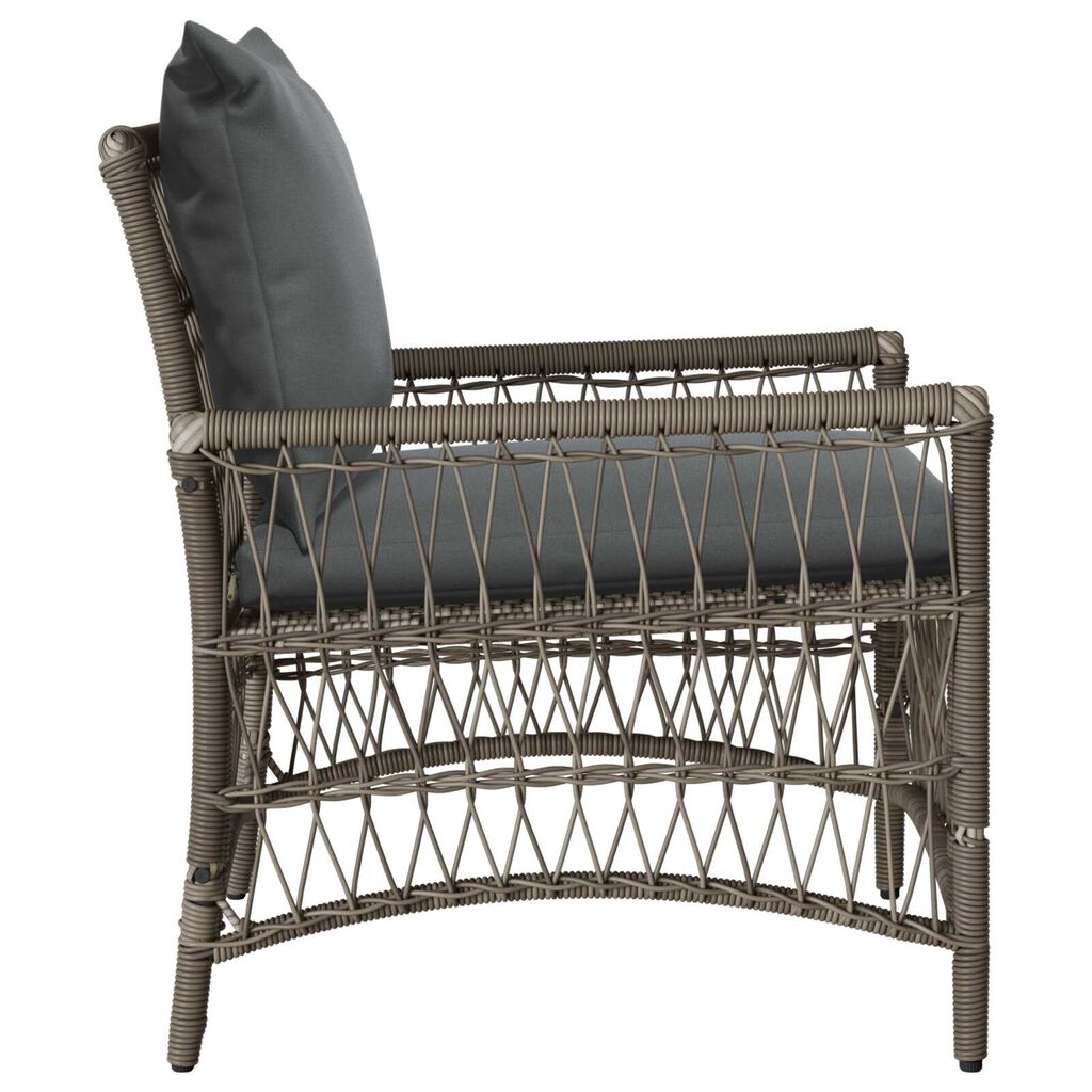 vidaXL Garden Chair with Cushions Grey Poly Rattan