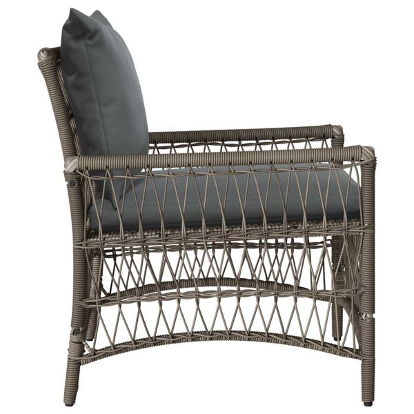 vidaXL Garden Chair with Cushions Grey Poly Rattan