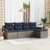 vidaXL Garden Sofa Set with Cushion 5 pcs Grey Poly Rattan