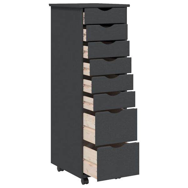 vidaXL Rolling Cabinet with Drawers MOSS Grey Solid Wood Pine
