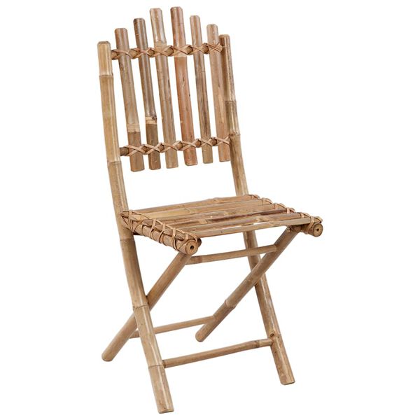 vidaXL 5 Piece Folding Outdoor Dining Set with Cushions Bamboo