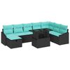 vidaXL Garden Sofa Set Height-Adjustable 9 pcs Black Poly Rattan