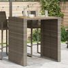vidaXL Garden Bar Table with Acacia Wood Top Grey 105x80x110 cm Poly Rattan
