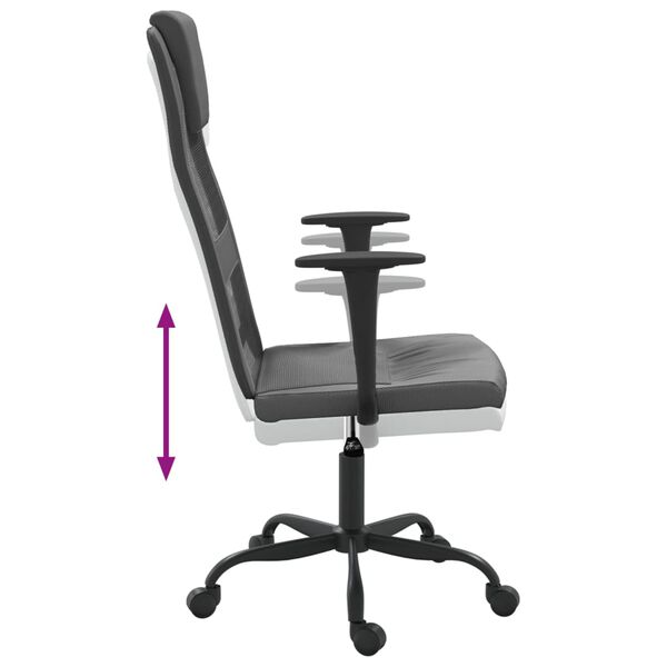 vidaXL Office Chair Grey Mesh Fabric and Faux Leather