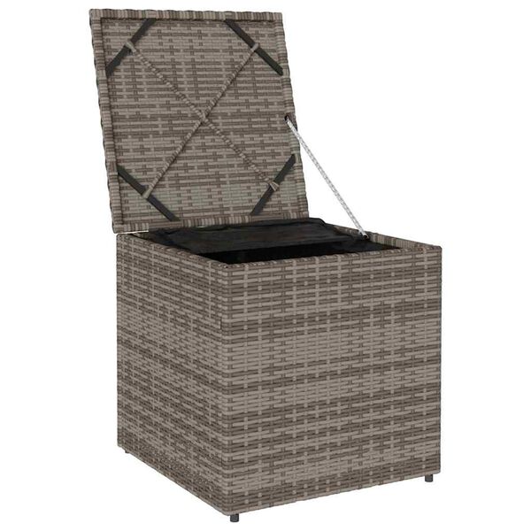 vidaXL Cushion Box with Storage Grey 50 x 50 x 50 cm Poly Rattan