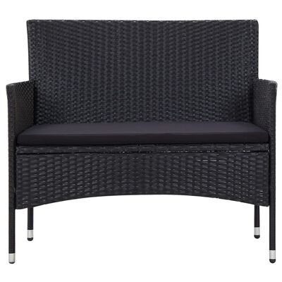 vidaXL 5 Piece Garden Lounge Set With Cushions Poly Rattan Black