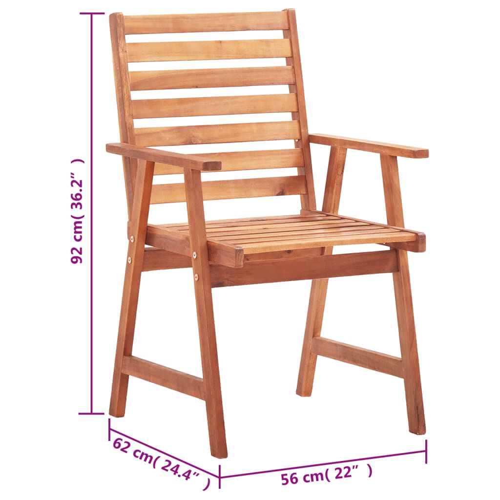 vidaXL Outdoor Dining Chairs 3 pcs with Cushions Solid Acacia Wood