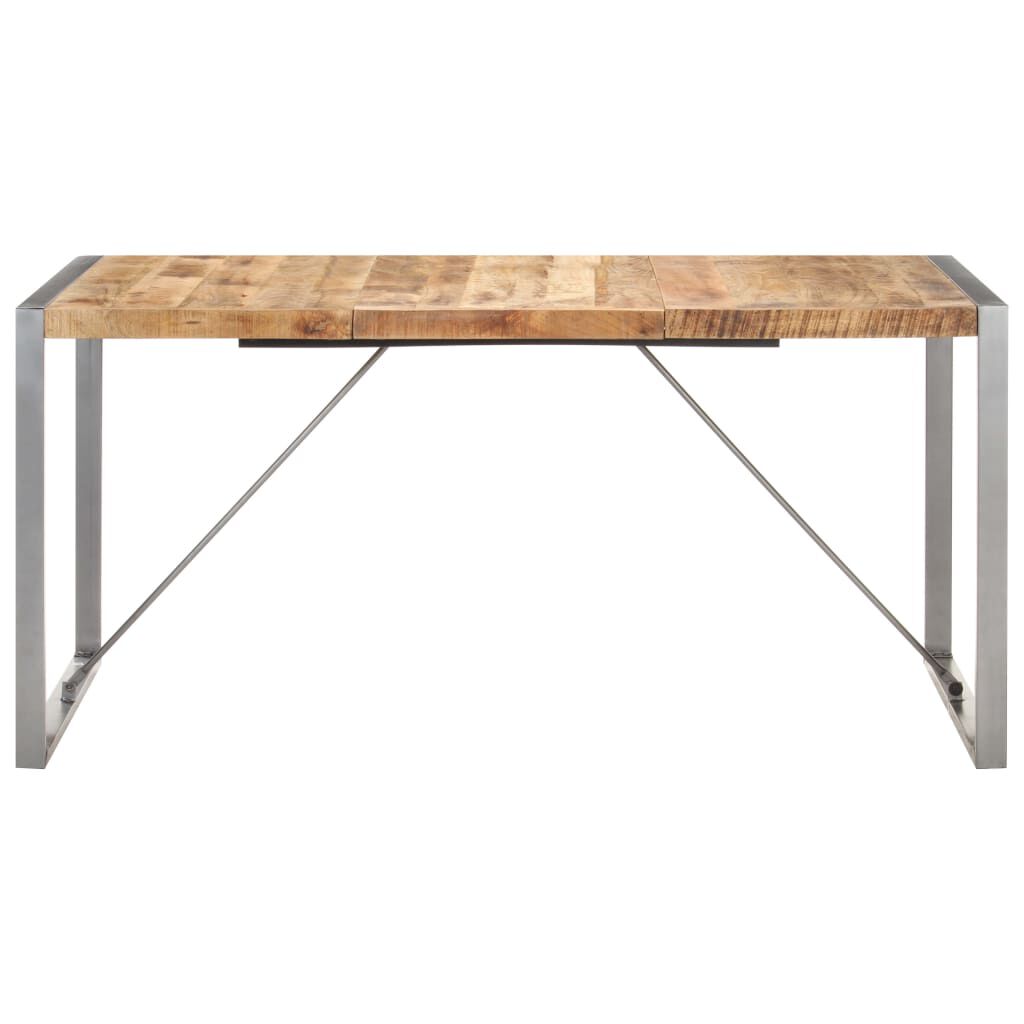 vidaXL Dining Table 160x80x75 cm Solid Rough Mango Wood