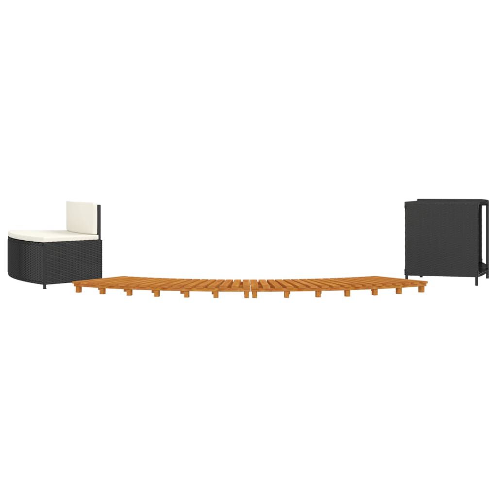 vidaXL Hot Tub Surround Black Poly Rattan and Solid Wood Acacia
