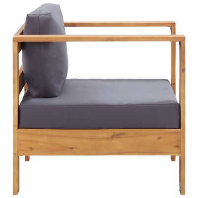 vidaXL Garden Sofa Chair with Cushion Dark Grey Solid Acacia Wood