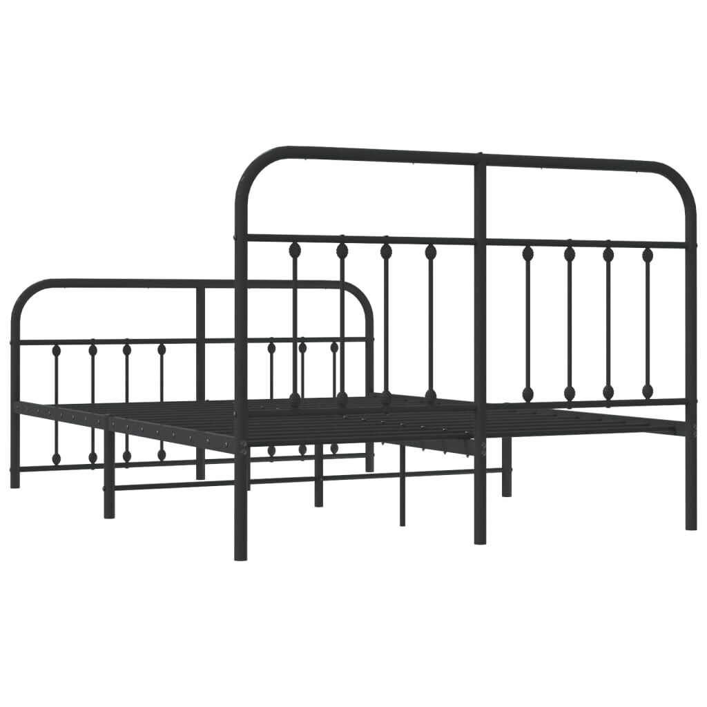 vidaXL Metal Bed Frame without Mattress with Footboard Black 150x200cm