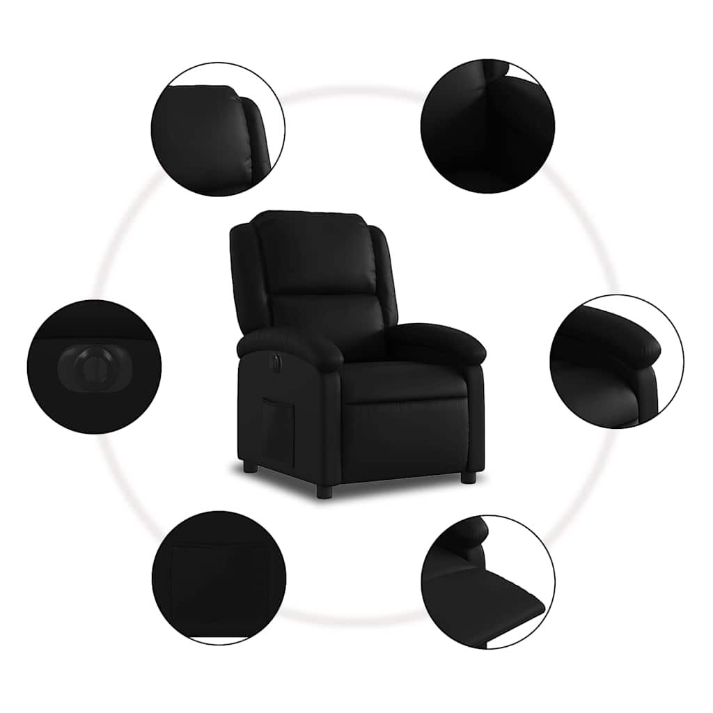 vidaXL Electric Recliner Chair Black Faux Leather
