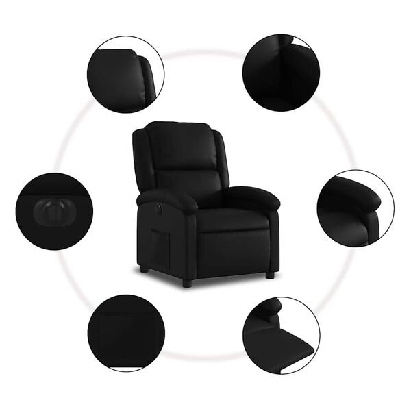 vidaXL Electric Recliner Chair Black Faux Leather