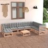 vidaXL 9 Piece Garden Lounge Set with Cushions Solid Pinewood