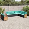 vidaXL 10 Piece Garden Sofa Set with Cushions Black Poly Rattan