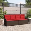 vidaXL Reclining Garden Bench with Cushions Brown Poly Rattan