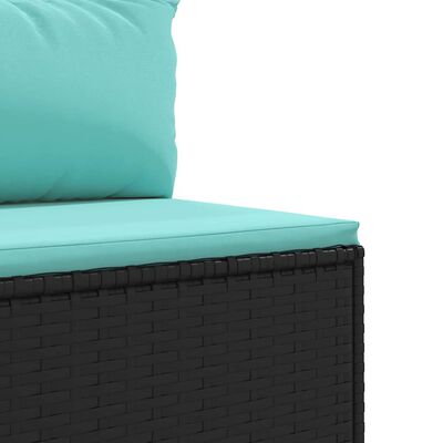 vidaXL 6 Piece Garden Lounge Set with Cushions Black Poly Rattan