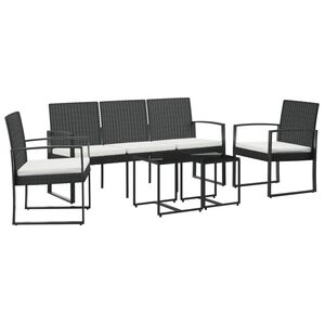 vidaXL 5 piece Garden Dining Set with Cushions Black PP Rattan