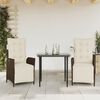 vidaXL 7 Piece Garden Dining Set with Cushions Brown Poly Rattan