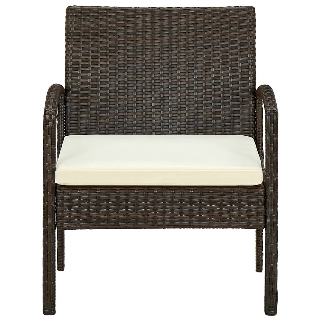 vidaXL Garden Chair with Cushion Poly Rattan Brown