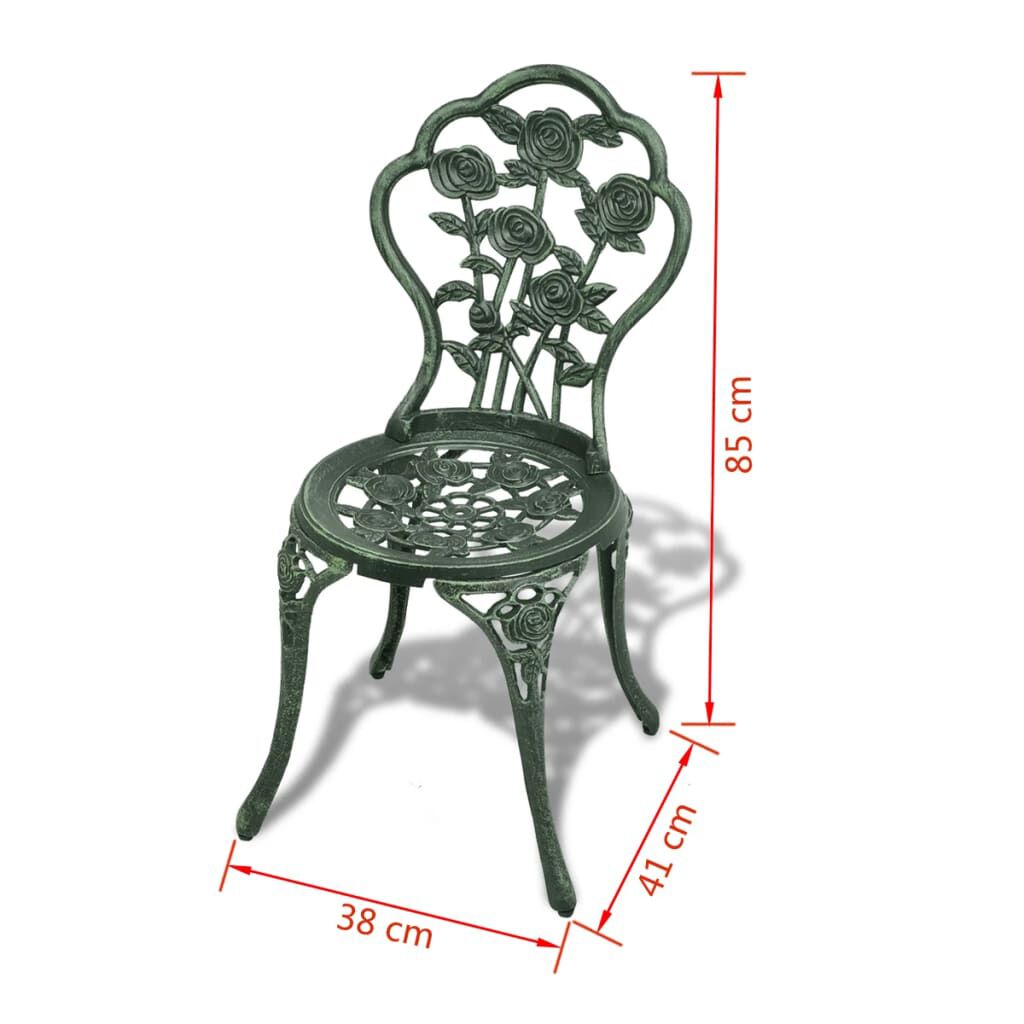 vidaXL 3 Piece Bistro Set Cast Aluminium Green