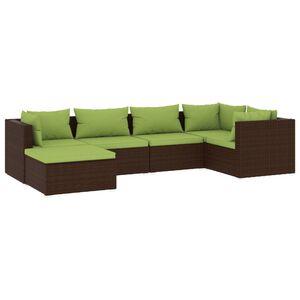 vidaXL 6 Piece Garden Lounge Set with Cushions Poly Rattan Brown