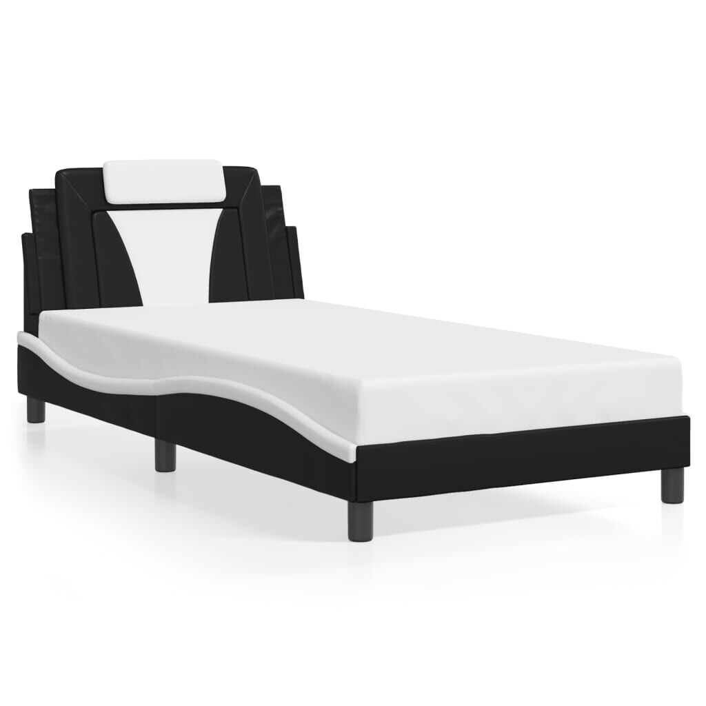 vidaXL Bed Frame without Mattress Black and White 100x203 cm Faux Leather